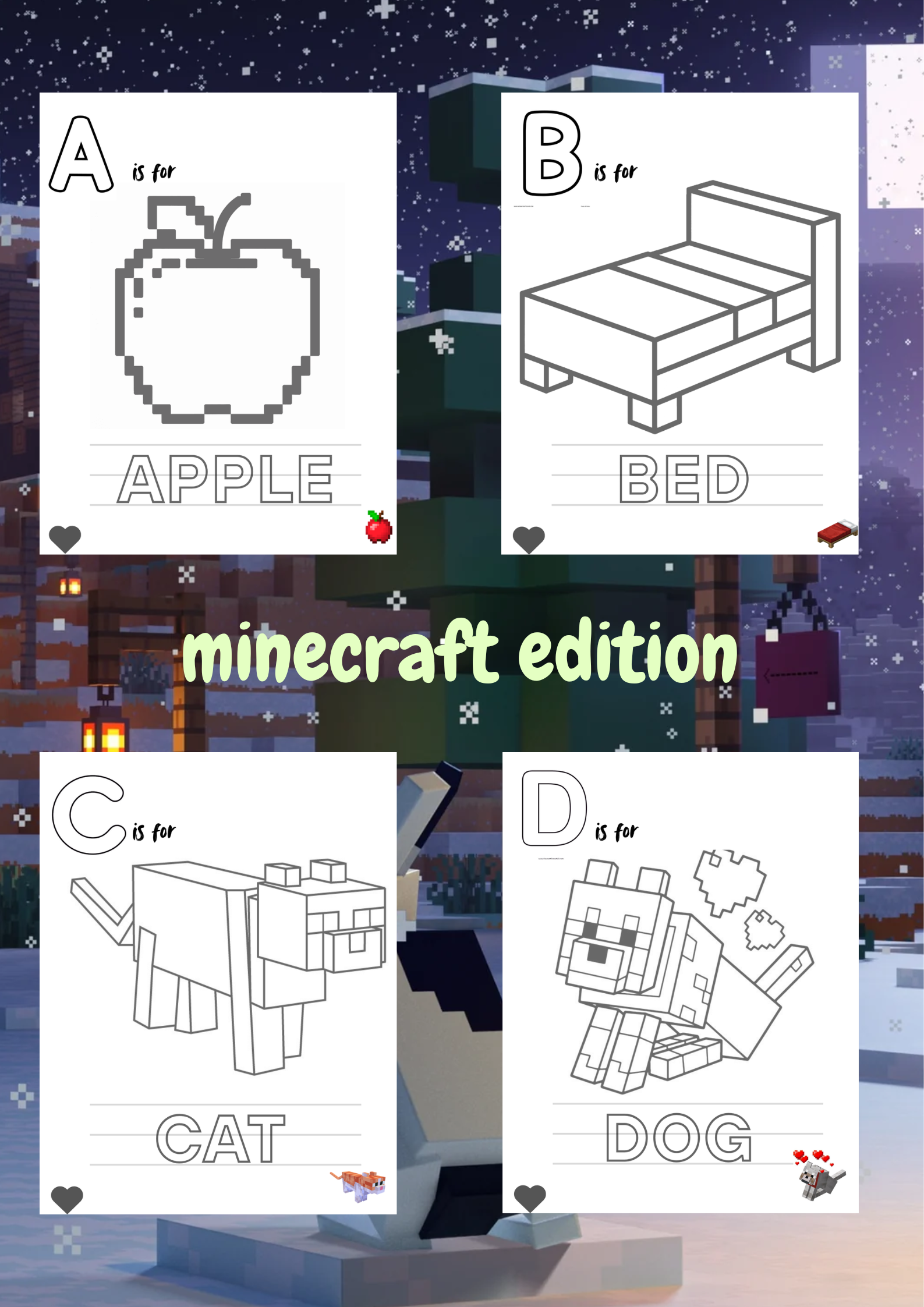 ABC Minecraft coloring book - MineABC